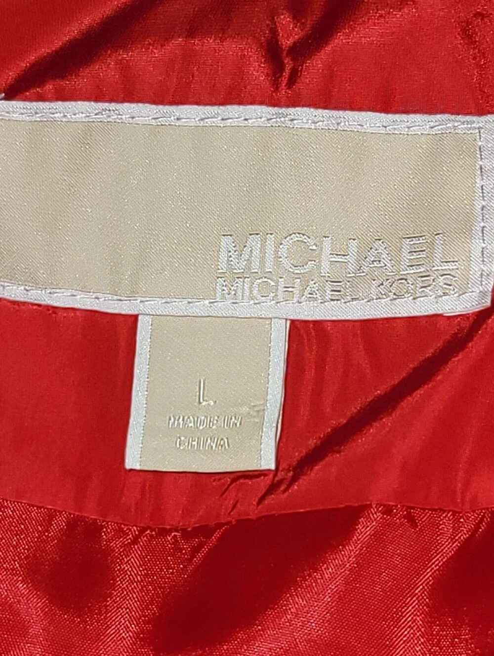 Michael Kors Red Quilted Puffer Vest with Gold Hardware and Side Seam Pockets